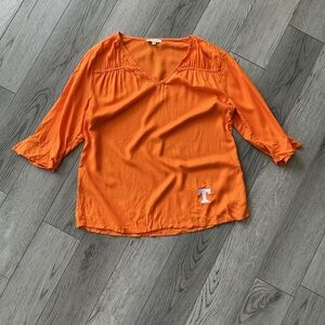 Vibrant Orange Women's V-Neck Blouse